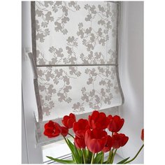 Римская штора Delfa Лира рисунок цветы, белый, ширина 73 см