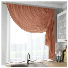 Шторы для кухни Sola "Ромео", коричневый, правая