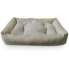 FRAIS ЛЕЖАК С БОРТАМИ И ПОДУШКОЙ ДЛЯ КОШЕК И СОБАК ЗОЛОТИСТО-БЕЖЕВЫЙ, 38*53 СМ