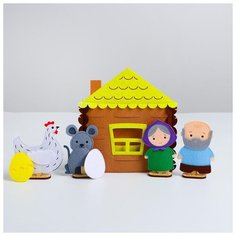 Пальчиковый театр Фетров "Курочка Ряба", (герои, домик)
