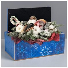 Кашпо Дарите Счастье с грифельной табличкой, "Снежинки", 24,5*14,5*14,5 см