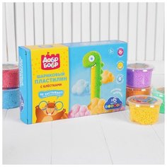 Шариковый пластилин ДобрБобр с блестками, 6 цветов, 750 мл