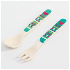 Набор столовых приборов Mum&Baby из бамбука, "Лама", вилка, ложка