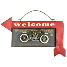 Настенный декор "WELCOME", декоративное панно 38x22 см, Металл Seashop