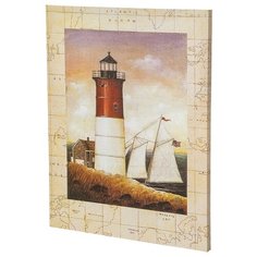 Постер на раме (картина) "Маяк и яхта" L:40cm. -H:50cm. Seashop