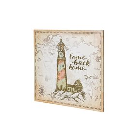 Постер на раме (картина) "Маяк на фоне карты" L:60cm. -H:60cm. Seashop