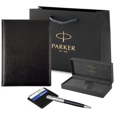 Подарочный набор: ручка Parker Sonnet Entry Point Black Steel, ежедневник, визитница. Бизнес подарок.