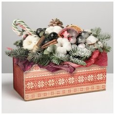 Деревянный ящик Дарите Счастье с ручками, "Красный", 24,5*5*10 см