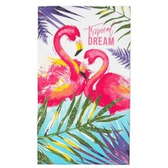 Доляна полотенце Tropical Dream. Фламинго кухонное 35х60 см розовый/фиолетовый