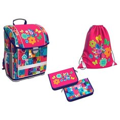 Ученический ранец с пластиковым дном ErichKrause® ErgoLine® 16L Patchwork с наполнением