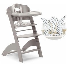 Стульчик для кормления Childhome Lambda 2 Stone Grey с подушкой Angel leopard