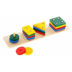 Пирамидка логическая, окрас глянцевый, 4 шт на 1 основании "Фигуры" 442650 Сима ленд