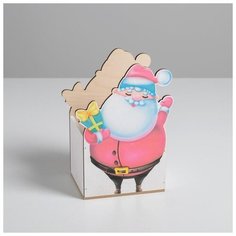 Кашпо деревянное Дарите Счастье детское, "Дед Мороз", 15,4*21 см