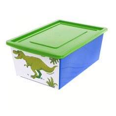 Ящик для хранения ZABIAKA универсальный, с крышкой, "Дино", объем 30 л, цвет синий
