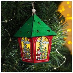 Подвеска световая Luazon Lighting цветная "Домик и Дед мороз", 12х8х8 см, 1 LED, теплый белый (4357371)