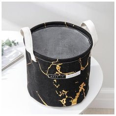 Корзина для мелочей Доляна "Мрамор", 20*20*24 см, черная (5453907)