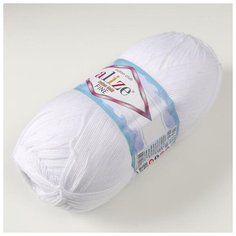 Пряжа ALIZE "Cotton gold fine", 55% хлопок, 45% акрил, 660 м*100 г, 55 белая