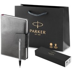 Подарочный набор: ручка Parker IM Metal Stainless Steel и ежедневник. Бизнес подарок.