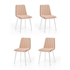 Комплект кухонных стульев (4 шт.), СтолБери, Тибо, нубук Lamb бежевый, металлокаркас белый матовый