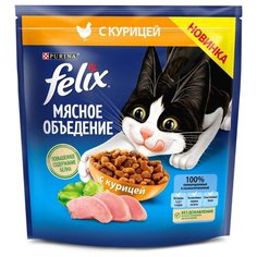 Сухой корм для взрослых кошек Felix Мясное объедение, с курицей 2 шт. х 600 г