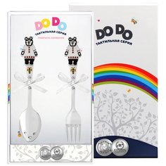 Набор детский Кольчугинский мельхиор "Миша ", ложка + вилка