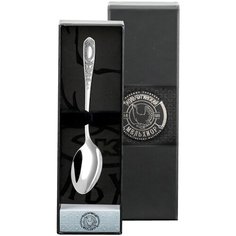 Ложка чайная "№1" посеребренная с чернью + футляр Кольчугинский мельхиор