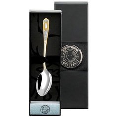 Ложка чайная №1 посеребр. с частичной позолотой + футляр 000000, -º, - Кольчугинский мельхиор