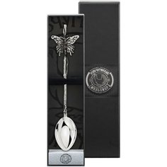 Ложка для размешивания кофе "Бабочки" посереб. с черн. + футляр Кольчугинский мельхиор