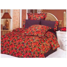 Постельное белье шелк-сатин LOPEZ красный евро, Le Vele