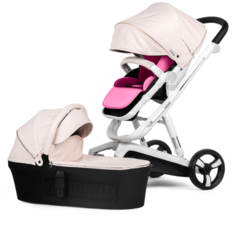 Коляска Babylux Future 2 в 1 White & Pink NEW, розовый матрасик