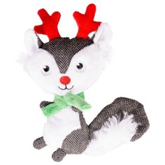 Игрушка для собак DUVO+ мягкая "Новогодняя Белочка", серо-белая, 20х14х4см (Бельгия)