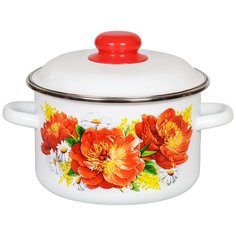 Кастрюля Пионы 3,0 л СтальЭмаль
