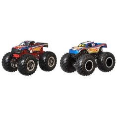 Набор машин Hot Wheels Monster Trucks Взаимное уничтожение Гоночная команда (FYJ64/GTJ50) 1:64, синий/красный