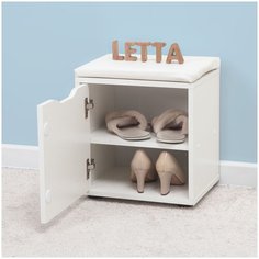 Обувница тумба для обуви Мальта Лайт Белая с тиснением 380х425х300 Letta