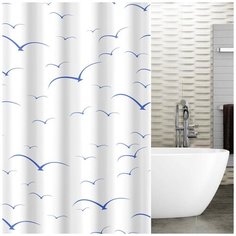 Штора для ванной текстиль Tatkraft Seagulls, 180х180см