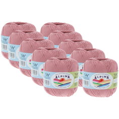 Пряжа Alpina Lily, 100 % хлопок, 50 г, 175 м, 10 шт., №028 гр.розовый