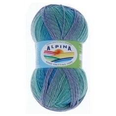 Пряжа Alpina "ROMANTIC" 100% шерсть №05 синий-зеленый-фиолетовый - 5 мотков по 100 г