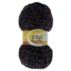 Пряжа Adelia "NELLY" 70% шерсть, 30% акрил №20 черный-сиреневый-розовый - 5 мотков по 100 г