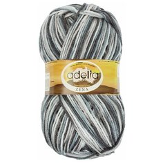 Пряжа Adelia "ZENA" 100% акрил №44 белый-серый-т.серый - 5 мотков по 100 г