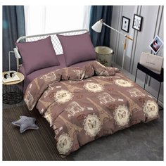 Постельное бельё Amore Mio Pasodoble Поплин Евро Кофейный/фиолетовый