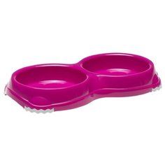 Moderna двойная миска нескользящая smarty, 2*200мл, ярко-розовый (double smarty bowl cat - non slip 2 x 200 ml) mod-h109-0328, 0,100 кг (2 шт)