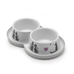 Moderna двойная нескользящая миска с защитой от муравьев trendy - влюбленные коты, 2 *350 мл , 0,147 кг