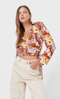 Stradivarius Блуза С Принтом Сиреневый S