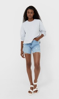 Stradivarius Базовая Толстовка С Декоративными Швами Пестро-Серый L
