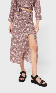 Stradivarius Юбка Миди В Стиле Парео Бежевый 40