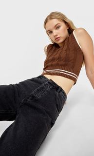 Stradivarius Жилет С Узором «Косы» Коричневый L