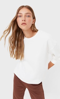 Stradivarius Базовая Толстовка С Декоративными Швами Цвет Небеленого Полотна Xs