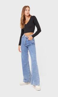 Stradivarius Свитер С V-Образным Вырезом Черный L