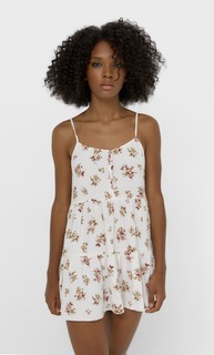 Stradivarius Платье На Бретелях С Принтом Ванильный Xs