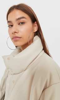 Stradivarius Стеганая Куртка Из Искусственной Кожи Цвет Небеленого Полотна L